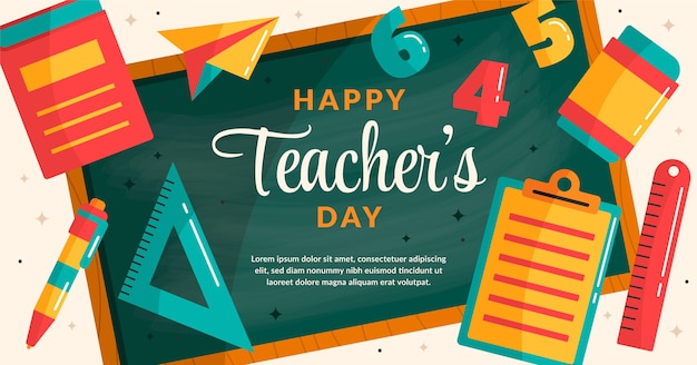 Flat teachers' day social media post template