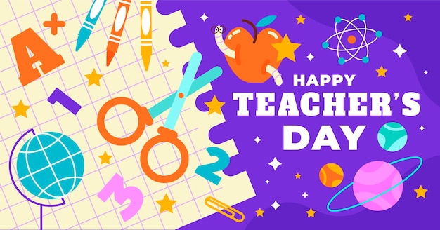 Flat teachers' day social media post template