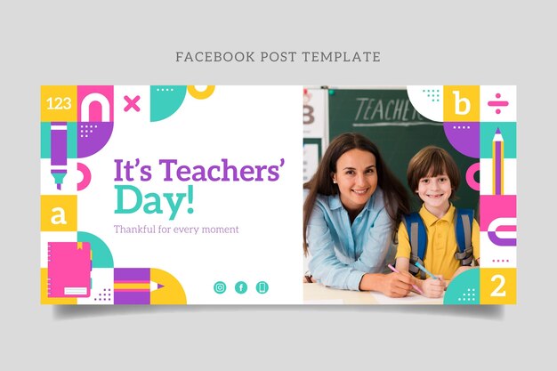 Flat teachers' day social media post template