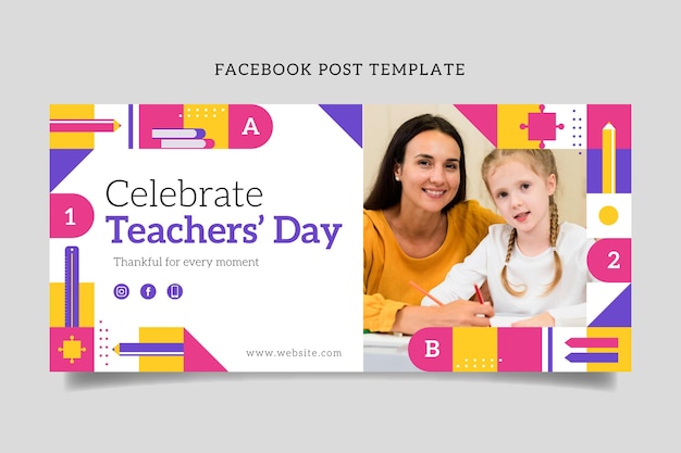 Flat teachers' day social media post template