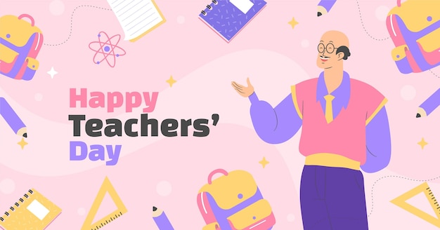 Flat teachers' day social media post template