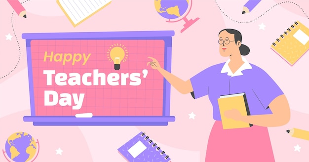 Flat teachers' day social media post template