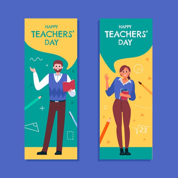 Flat teachers' day vertical banners set