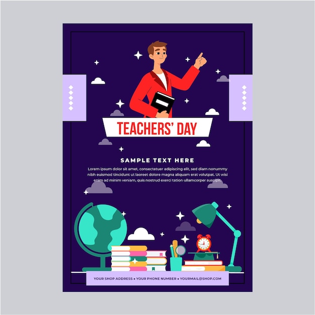 Free Vector flat teachers' day vertical flyer template