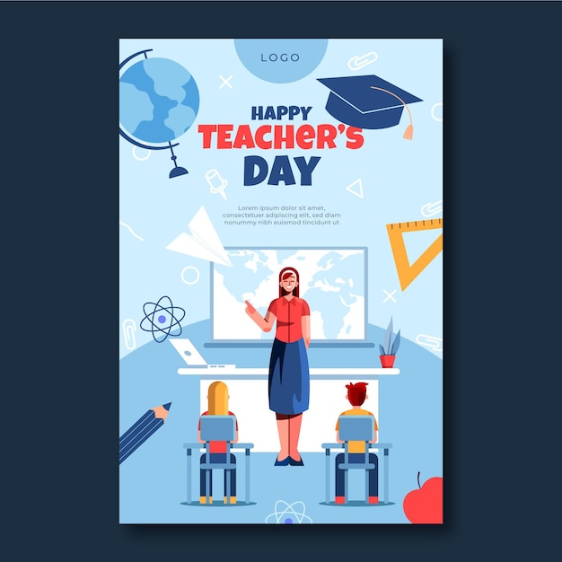 Free Vector flat teachers' day vertical poster template