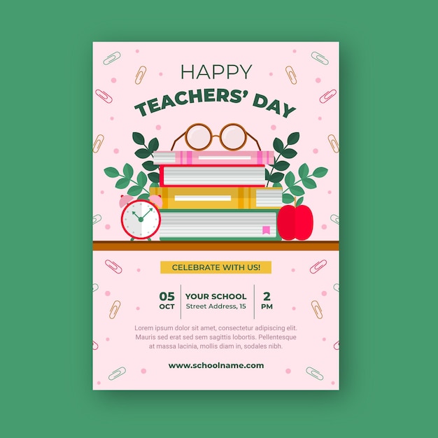 Free Vector flat teachers' day vertical poster template