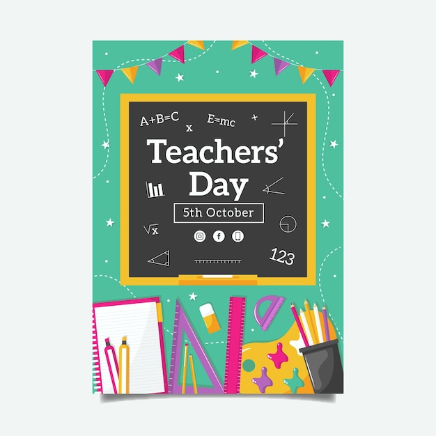 Free Vector flat teachers' day vertical poster template