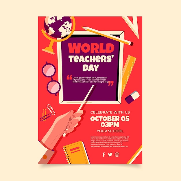 Free Vector flat teachers' day vertical poster template