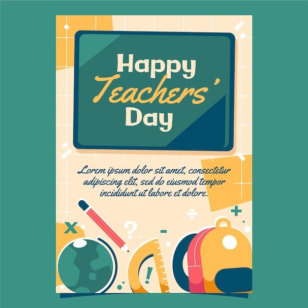 Free vector flat teachers' day vertical poster template