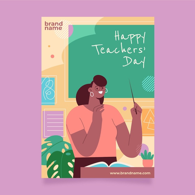 Free Vector flat teachers' day vertical poster template