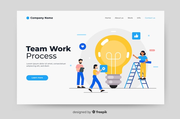 Flat teamwork landing page template