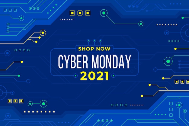 Flat technology cyber monday background