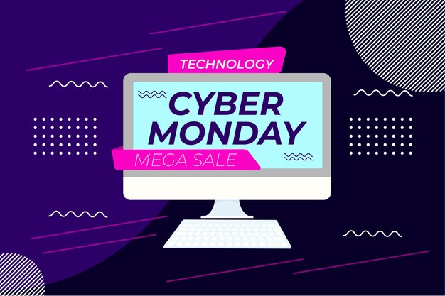 Flat technology cyber monday background