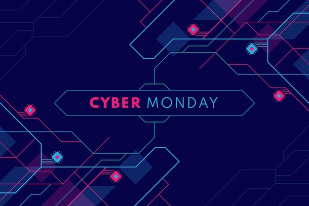 Flat technology cyber monday background