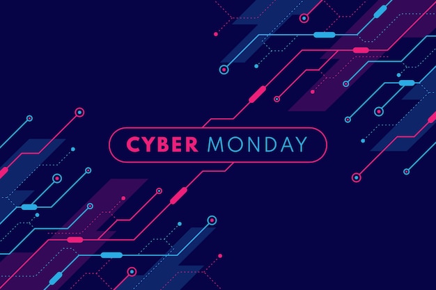 Free Vector flat technology cyber monday background