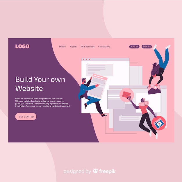 Free vector flat technology landing page template