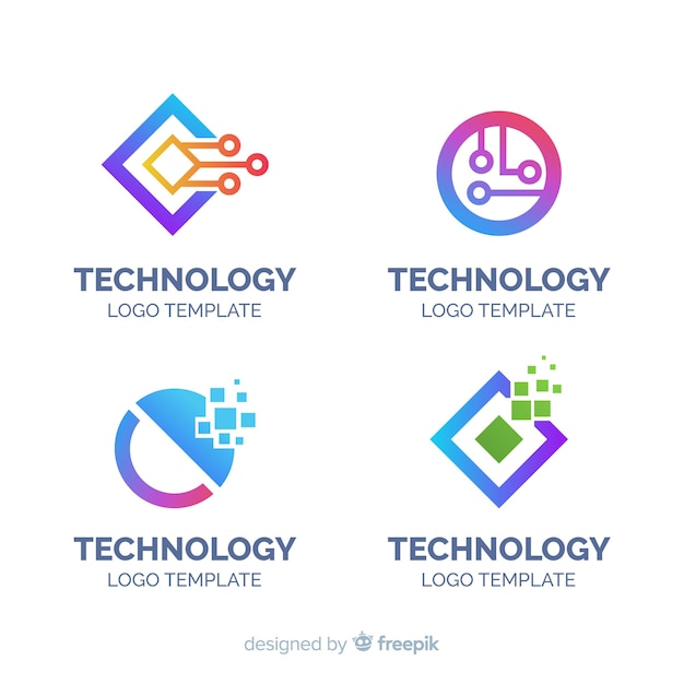 Flat technology logo collection