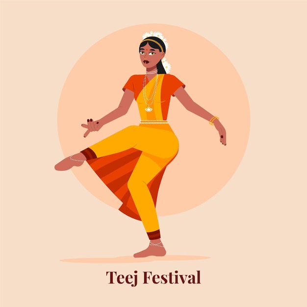 Flat teej festival illustration