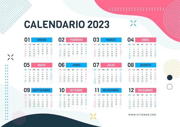 Flat template for 2023 new year calendar