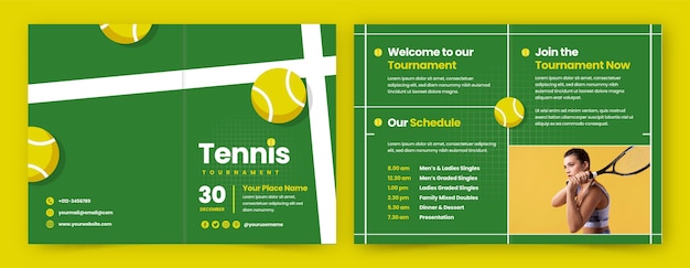 Flat tennis brochure template