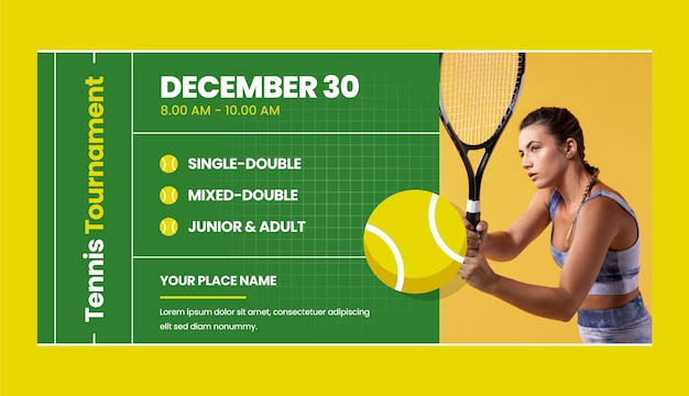 Flat tennis sale banner template