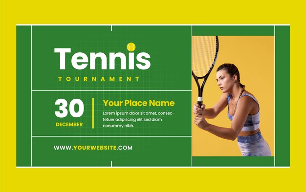 Flat tennis social media promo template