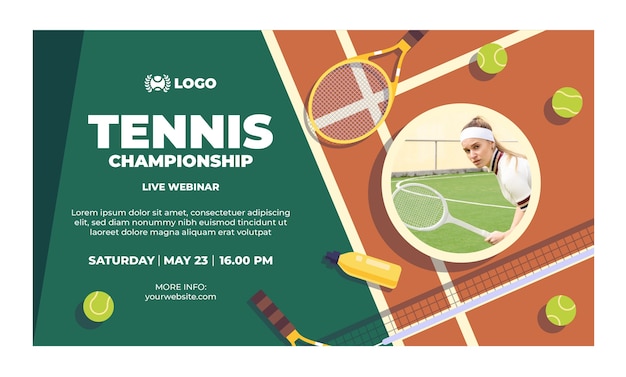 Free Vector flat tennis webinar template