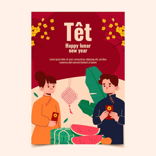 Flat tet greeting card template