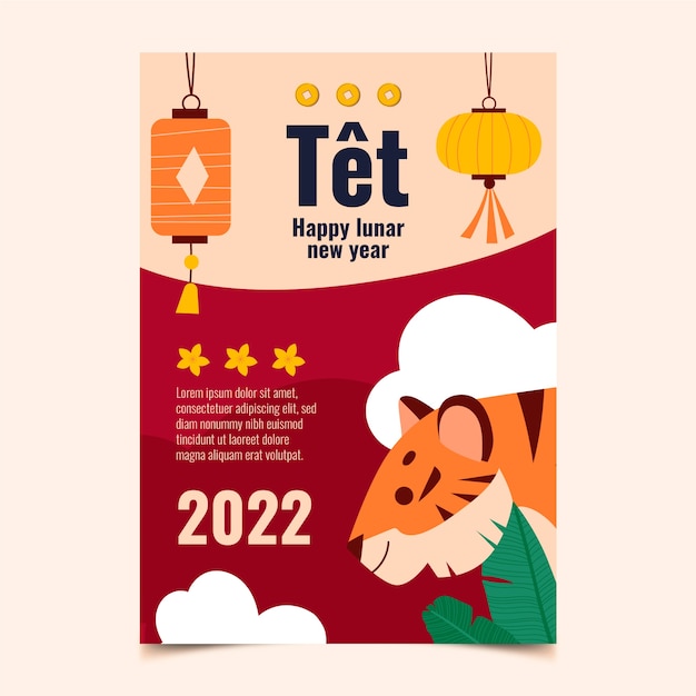 Flat tet greeting card template