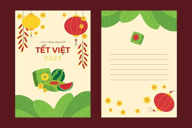 Flat tet greeting card template