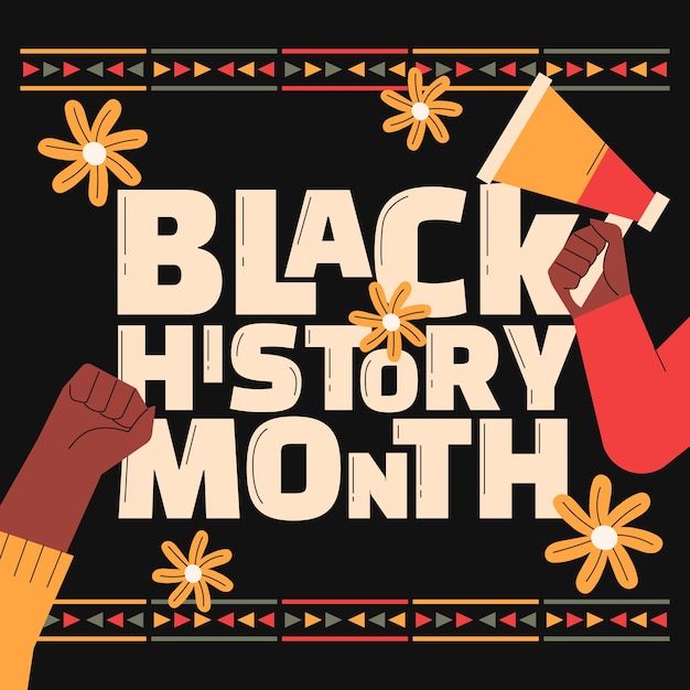 Free Vector flat text illustration for black history month celebration