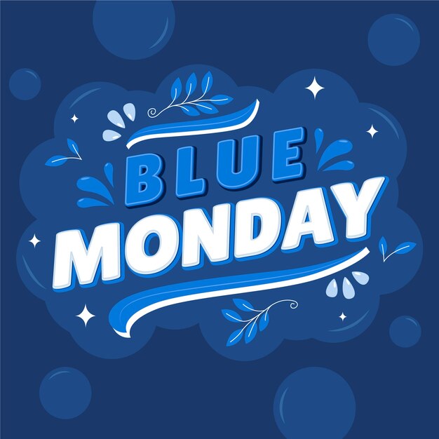 Flat text illustration for blue monday