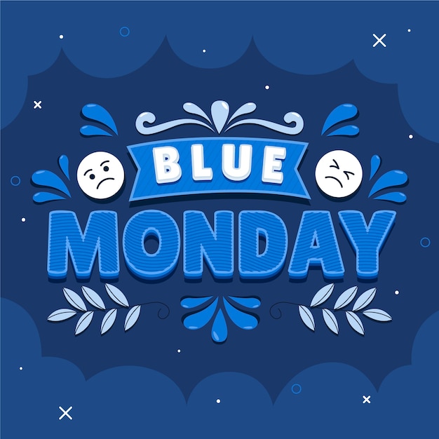 Flat text illustration for blue monday