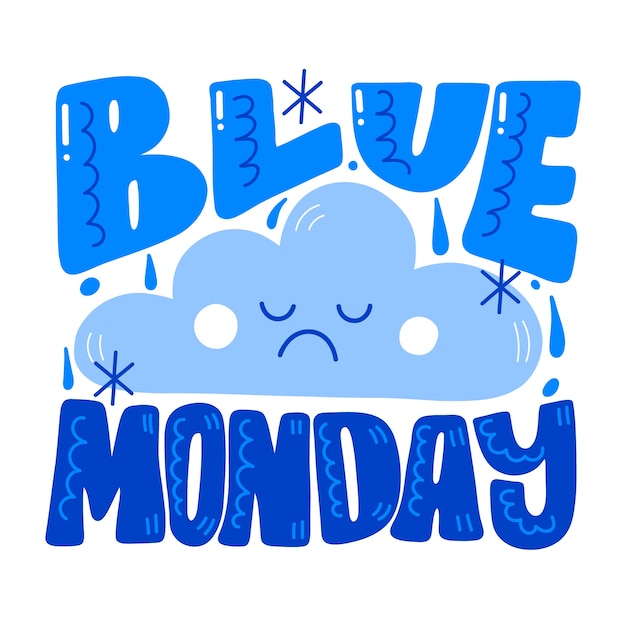 Free vector flat text illustration for blue monday