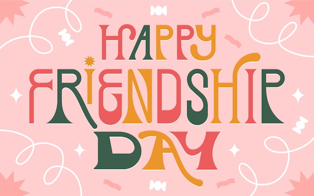 Free vector flat text illustration for international friendship day celebration