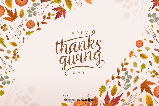 Flat thanksgiving background with dried leaves