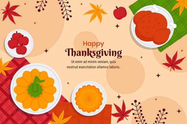 Flat thanksgiving background with food