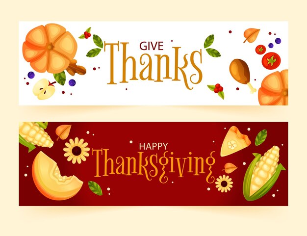 Flat thanksgiving banners