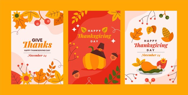 Flat thanksgiving cards collection