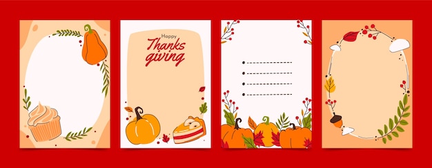 Flat thanksgiving cards collection