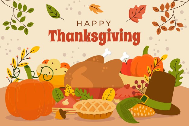 Flat thanksgiving celebration background