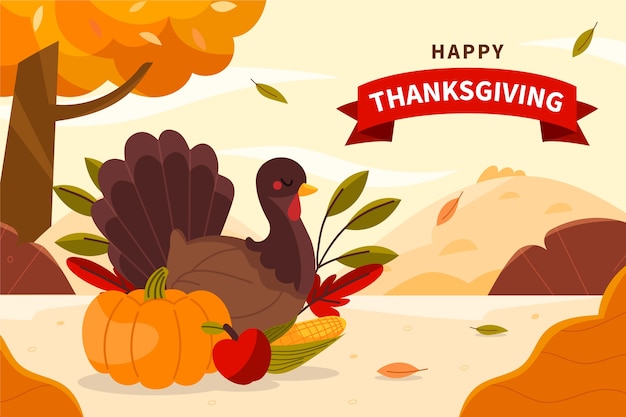 Flat thanksgiving celebration background