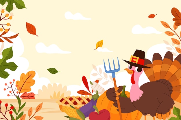 Flat thanksgiving celebration background