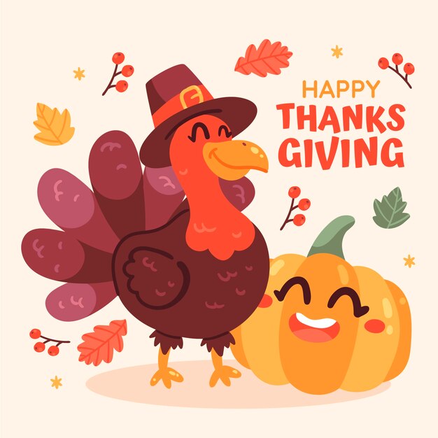 Flat thanksgiving celebration illustration