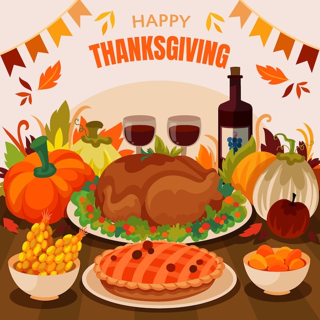 Free Vector flat thanksgiving celebration illustration