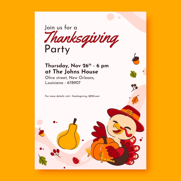 Flat thanksgiving invitation template