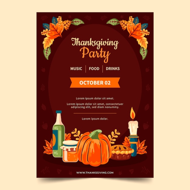 Free Vector flat thanksgiving invitation template