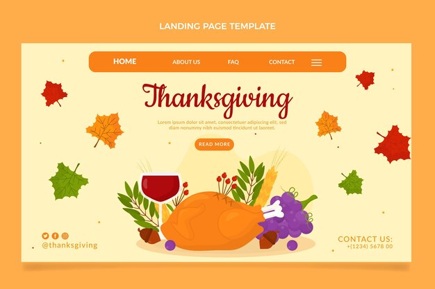 Flat thanksgiving landing page template