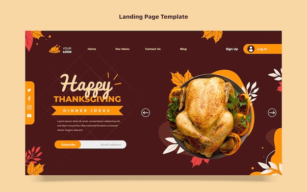 Flat thanksgiving landing page template