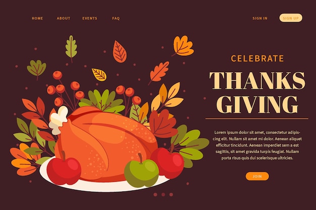 Free Vector flat thanksgiving landing page template